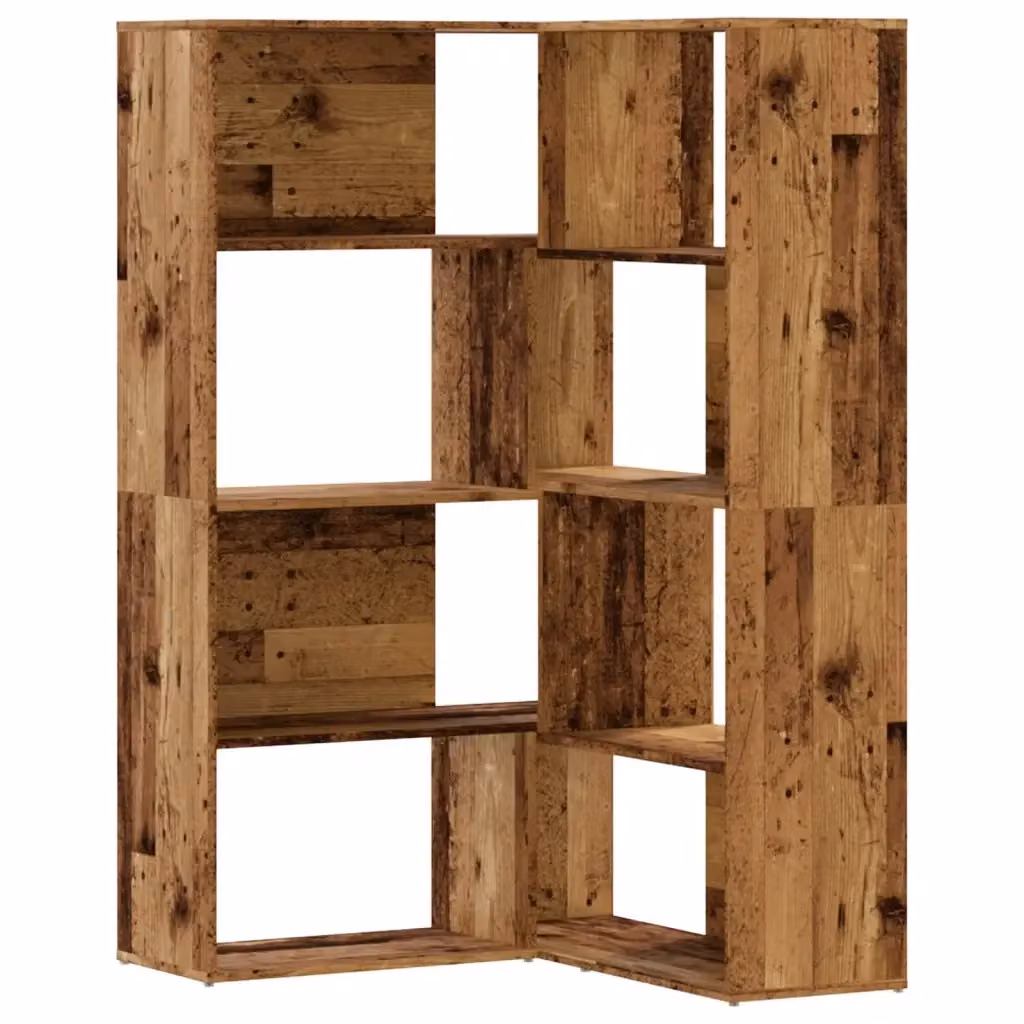 Libreria d'angolo vidaXL in legno marrone con 4 ripiani, ideale per soggiorno, camera da letto o ufficio, L/P/H: 85 x 20 x 140 cm – 2