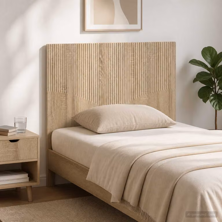 Testiera da muro vidaXL HOORN in legno ingegnerizzato Rovere Sonoma con ripiano integrato, colore marrone e beige