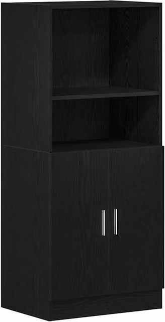 Mobile da cucina multifunzionale nero con pensile 57 x 41,5 x 131,5 cm realizzato in legno composito nero 02_0051311