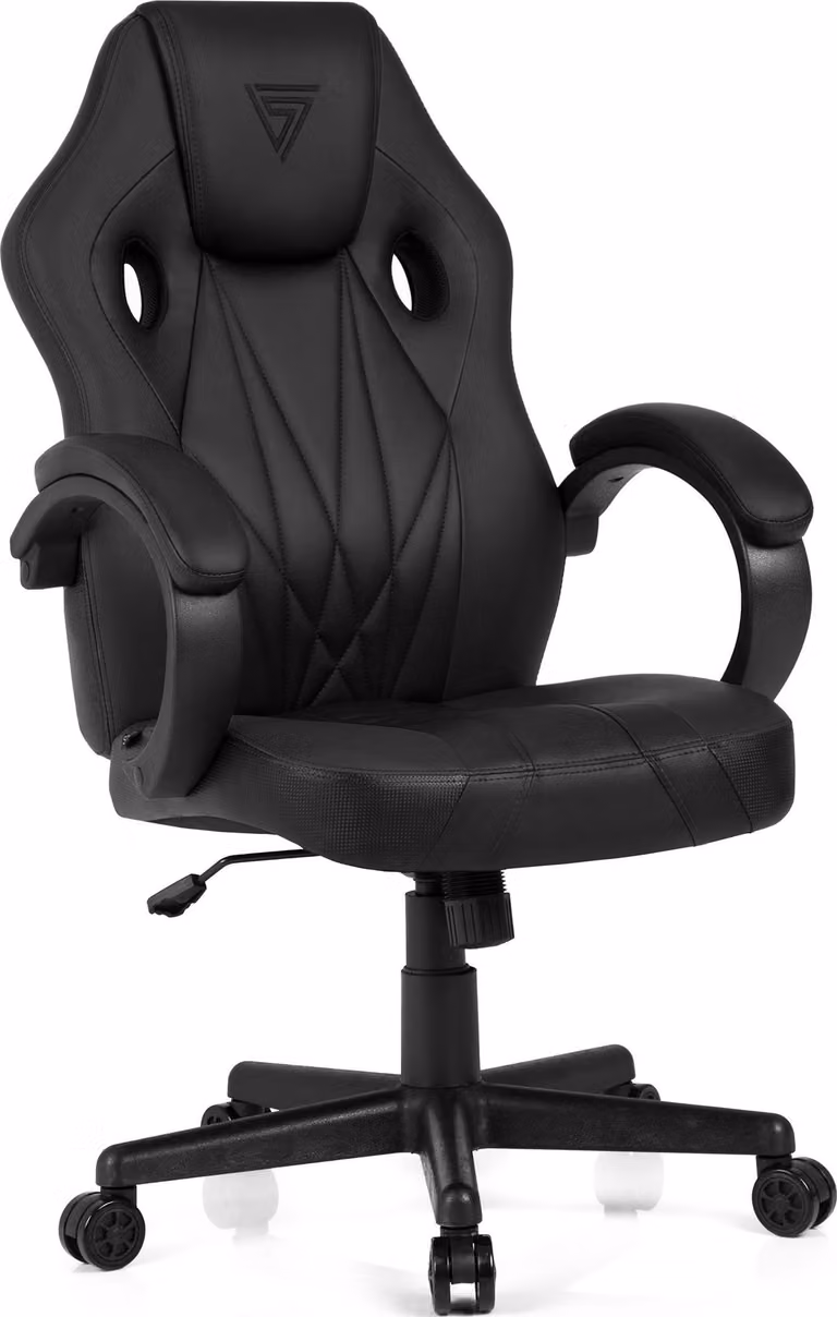 SENSE7 Prism Gaming Chair Pelle finta Nera - Sedia da ufficio ergonomica Sedia da scrivania per PC Sedia da gaming Funzione oscillante Sedia da gaming 120 kg