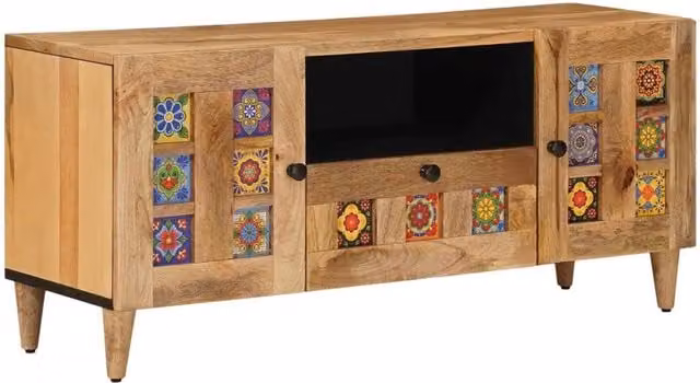 Mobile TV-Credenza per TV Naturale 105 x 33,5 x 46 cm Legno di mango massello