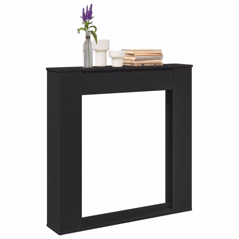 Cornice per Camino Moderna vidaXL in Truciolato, Colore Nero, H 100 cm x L 100 cm x P 20 cm