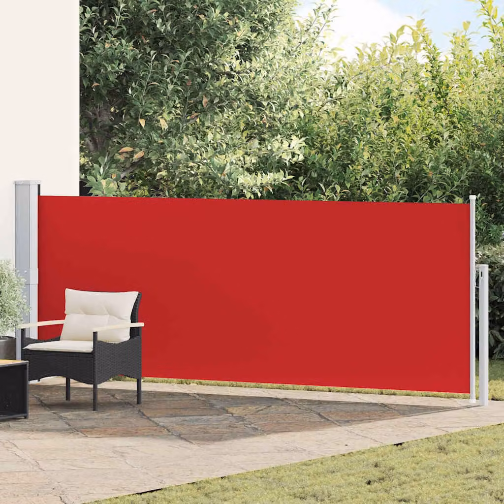 Tenda Laterale Retrattile per Patio vidaXL in Poliestere e Acciaio, Rossa, L: 500 cm, H: 140 cm