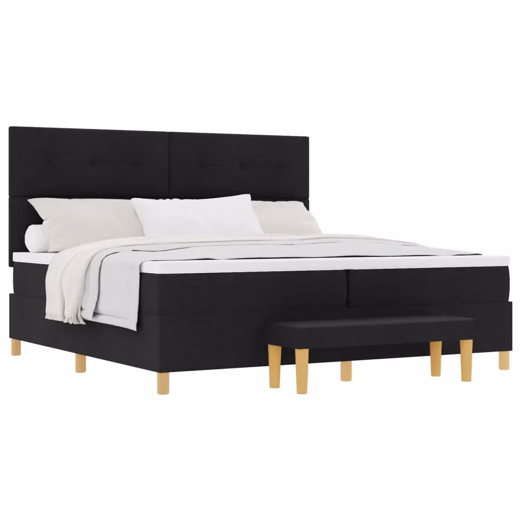 Letto a molle moderno vidaXL con testiera in tessuto nero L: 200 cm, P: 200 cm, H: 128 cm – 2