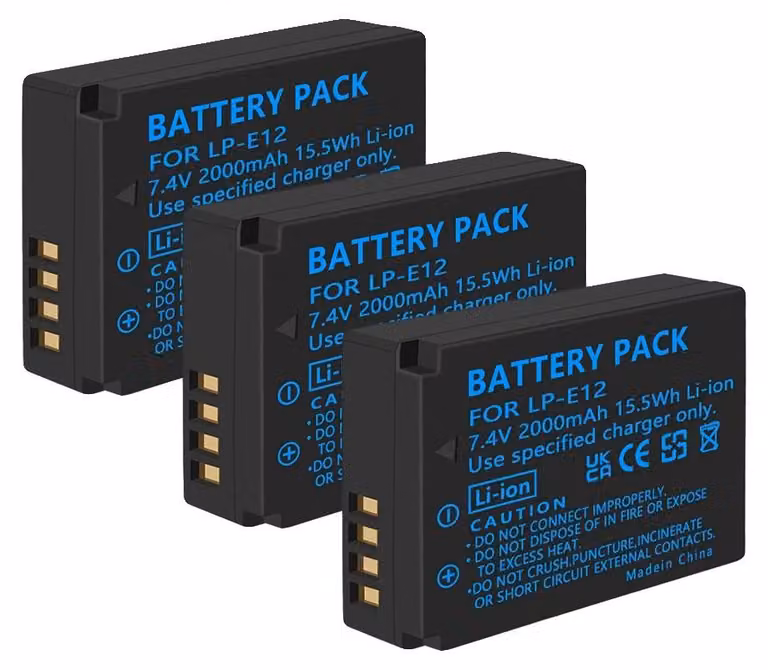 Batteria ricaricabile, caricabatterie LCD doppio, ricarica rapida, 3 batterie