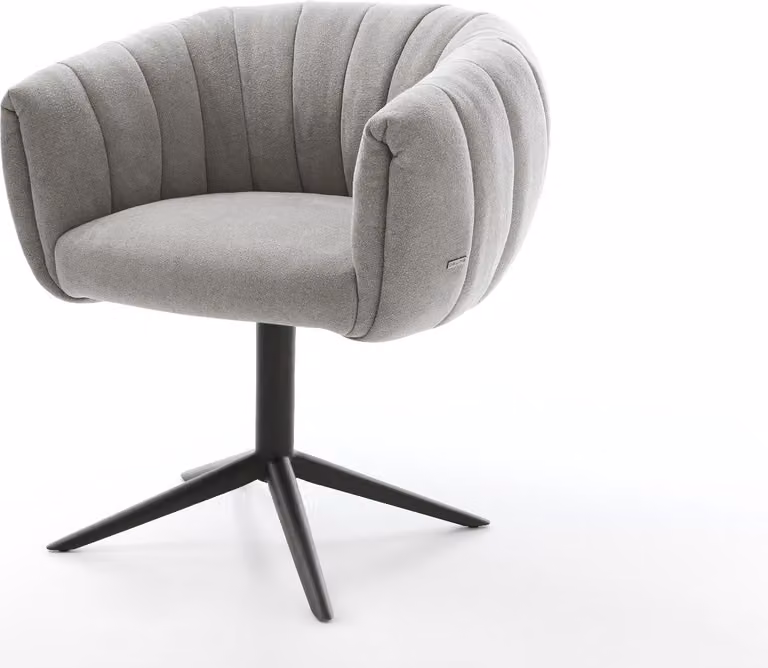 DELIFE Sedia girevole Jada-Flex Tessuto strutturato Soft Grey Base a croce nera Girevole a 360° Funzione oscillante Molle insacchettate