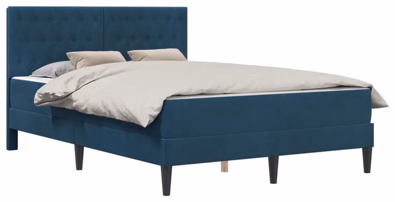 Struttura letto con materasso Blu 140 x 190 cm Velluto