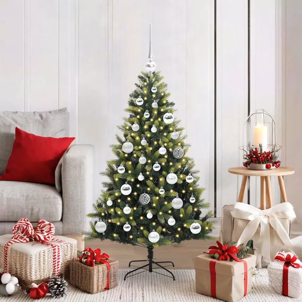 Albero di Natale artificiale pieghevole vidaXL verde con 150 LED luce bianca calda, Altezza: 120 cm