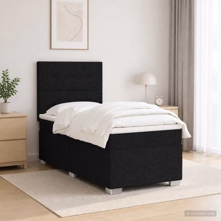 Letto box spring vidaXL con materasso a molle insacchettate, colore nero, L/P: 100 x 200 cm