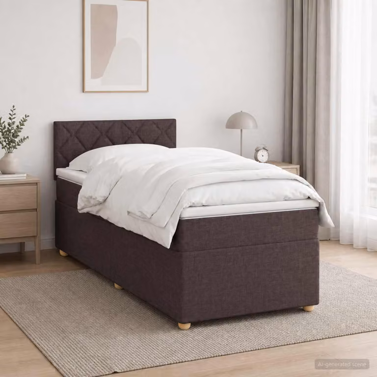 Maison Exclusive - Letto boxspring con materasso marrone scuro 90 x 200 cm Tessuto