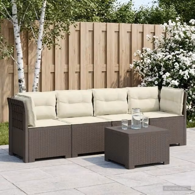Divano da Giardino a 4 Posti con Cuscini in Stile Rattan PP 3443882