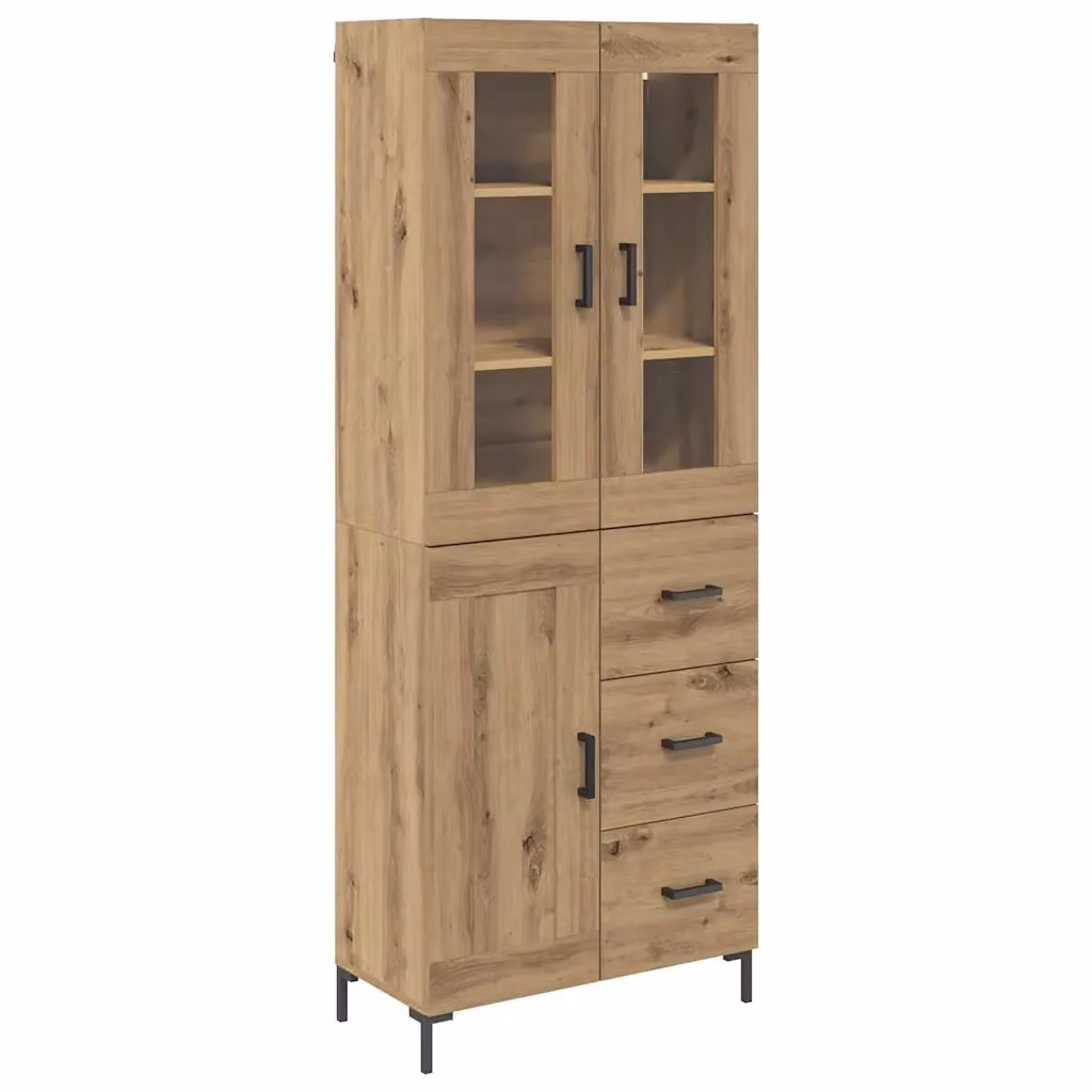 Credenza moderna vidaXL in legno e vetro color marrone con ante in vetro, L/P/H: 69,5 x 34 x 180 cm – 2