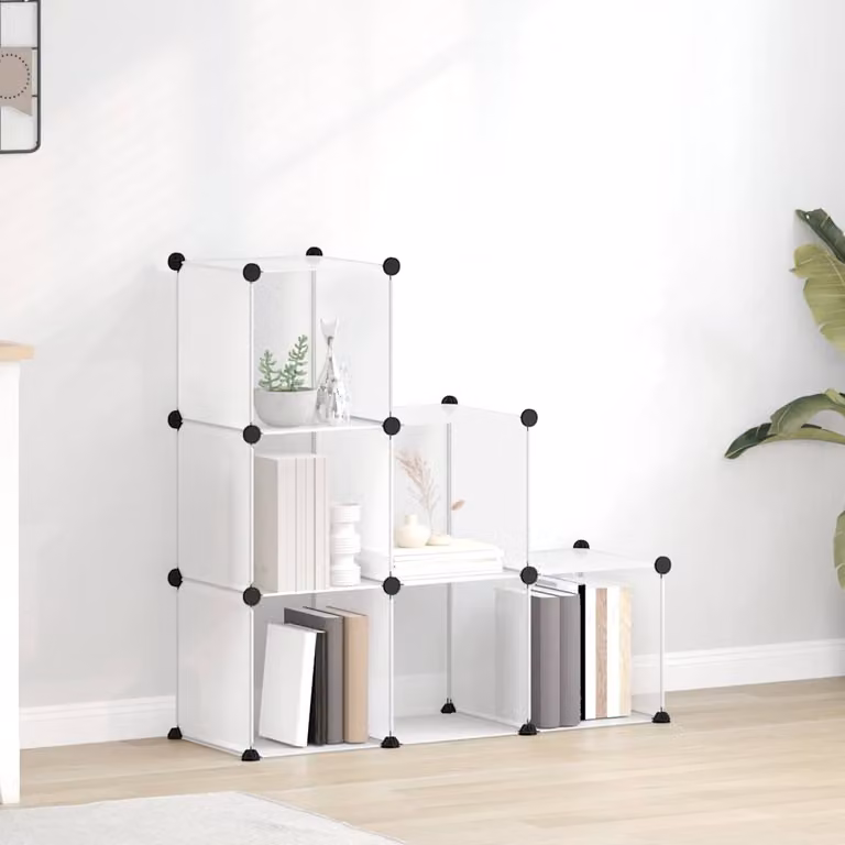 vidaXL Organizzatore Portaoggetti con 6 Cubi Trasparenti in Plastica e Metallo