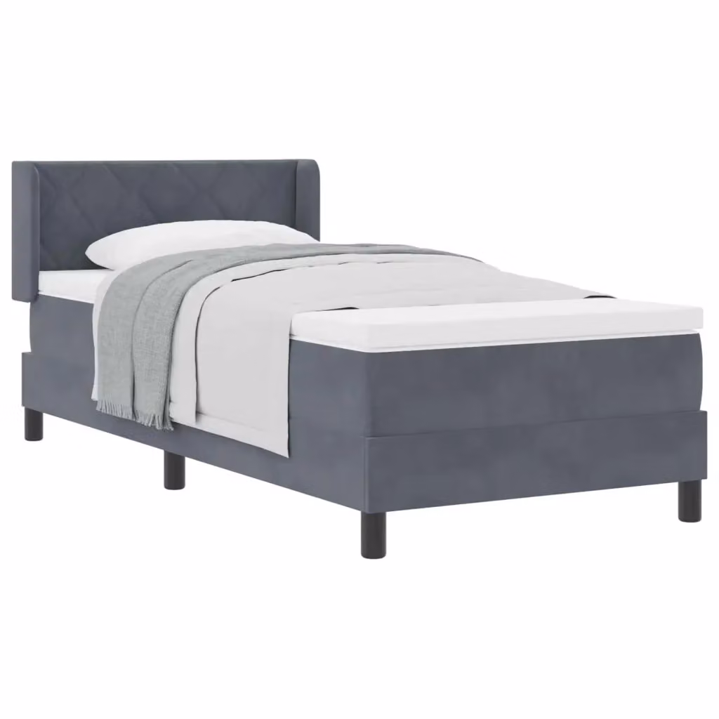 Letto ibrido con testiera in velluto grigio vidaXL L 200 cm x P 90 cm – 2