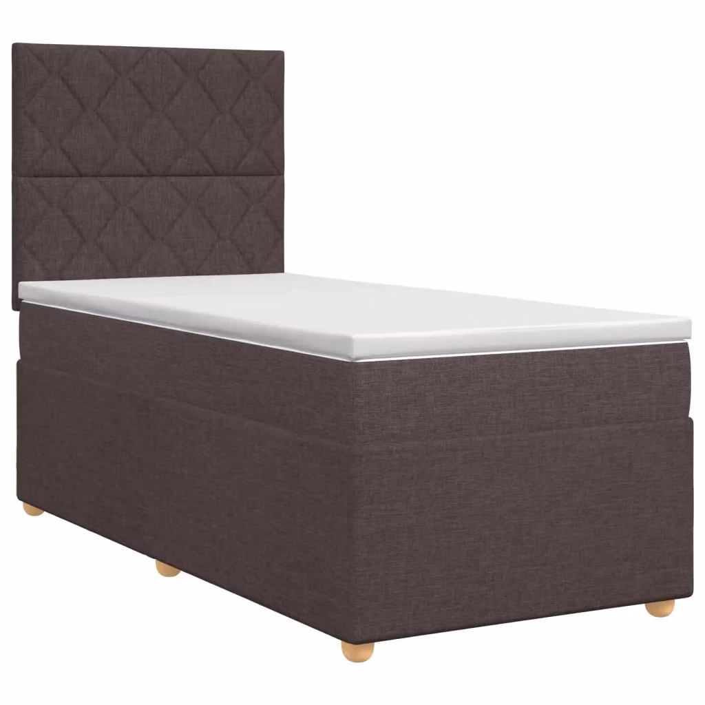 Letto box spring con materasso ibrido vidaXL in tessuto marrone e bianco L/P/H: 200 x 90 x 34,5 cm – 2