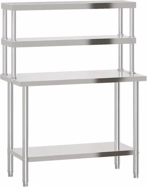 Tavolo da lavoro per cucina con ripiano in acciaio inox color argento L/P/H: 110 x 55 x 150 cm