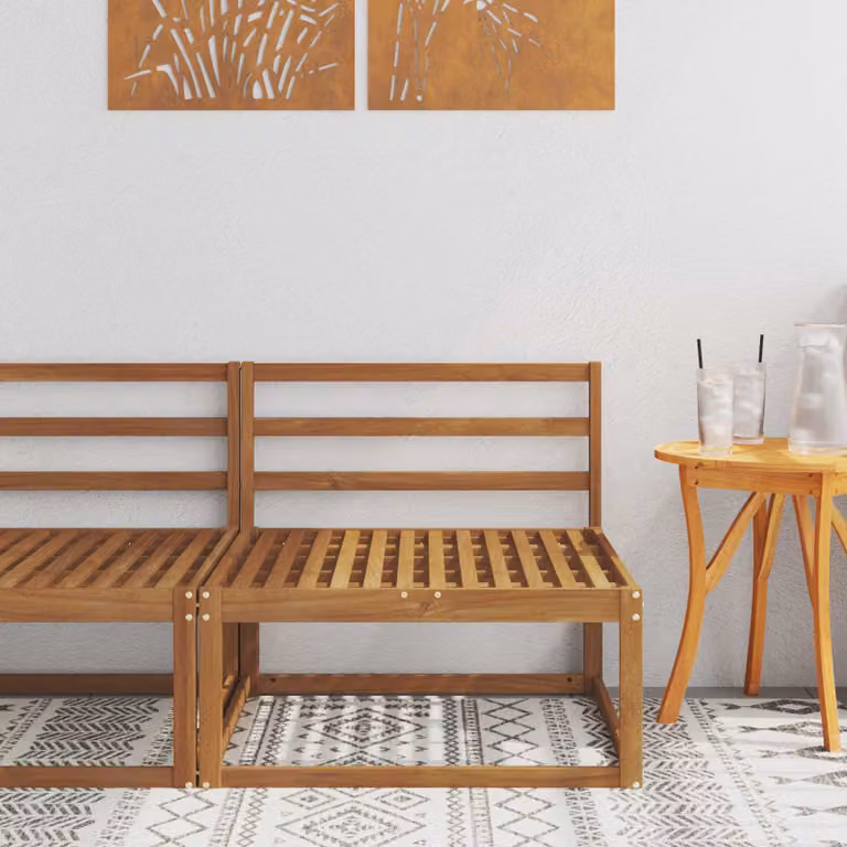 Divano centrale per esterno moderno vidaXL in legno di acacia color marrone L: 79 cm, P: 83 cm, H: 73 cm