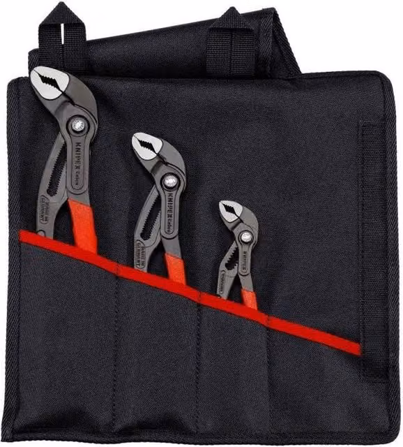 Set di 3 pinze regolabili per pompa dell'acqua Knipex Cobra in acciaio e cromo vanadio, colore rosso