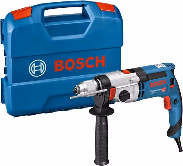 Trapano a percussione Bosch GSB 242 con mandrino autoserrante da 13 mm e potenza di 1100 W, colore blu