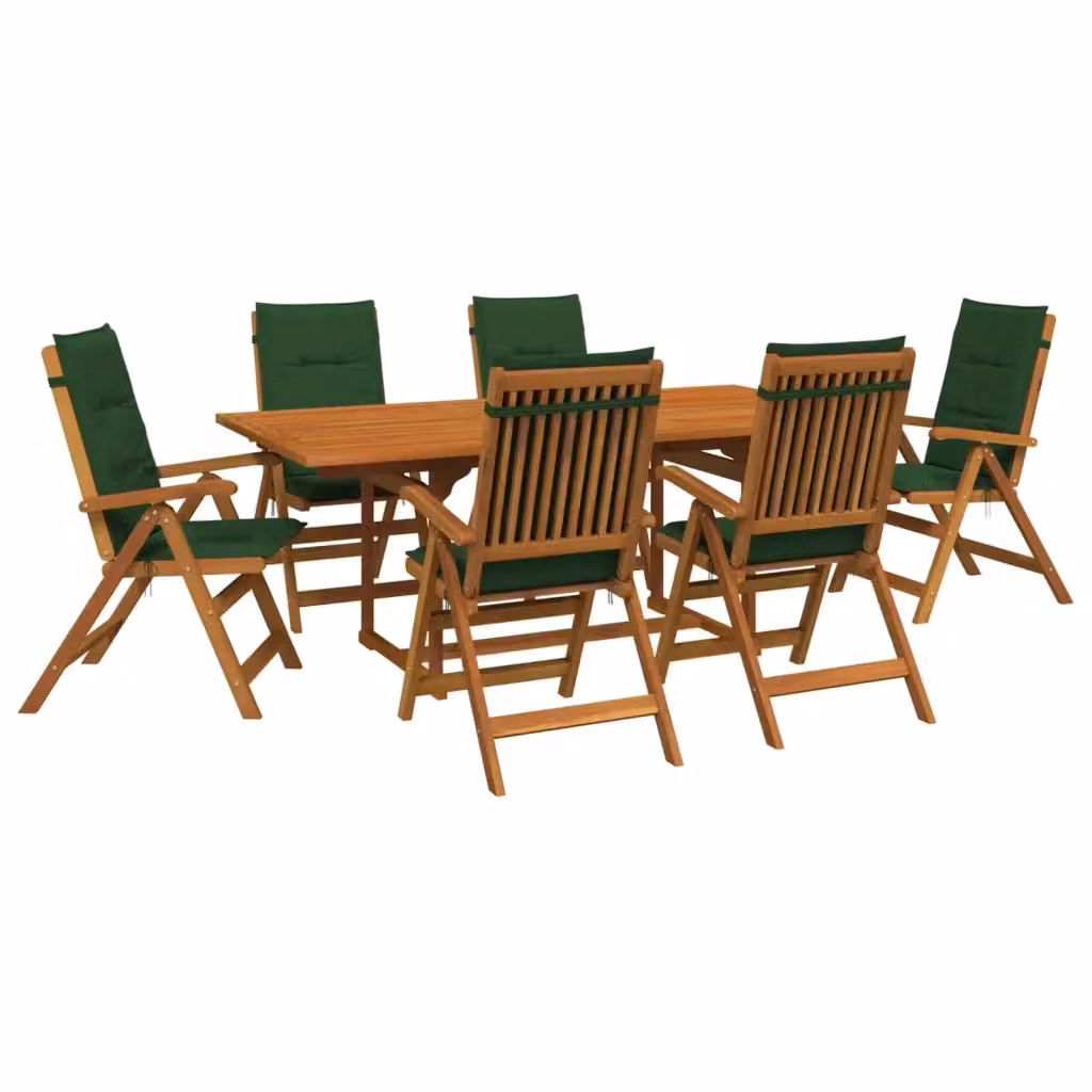 Set da pranzo da giardino vidaXL in legno di acacia oliato, 7 pezzi, colore naturale, L: 200 cm – 2