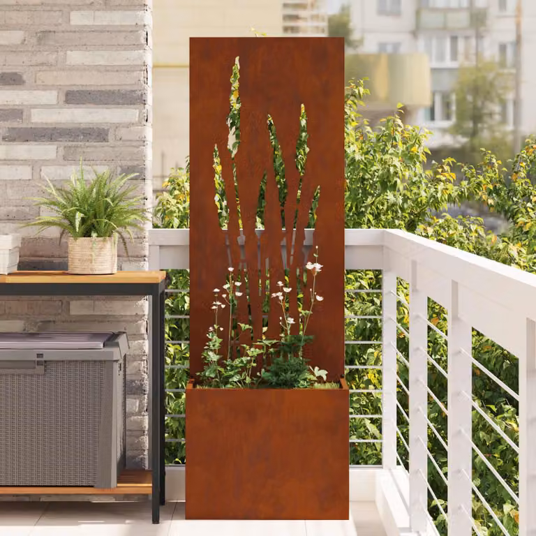 vidaXL Paravent per privacy in giardino in acciaio, Marrone, L: 50 cm, P: 32 cm, H: 150 cm