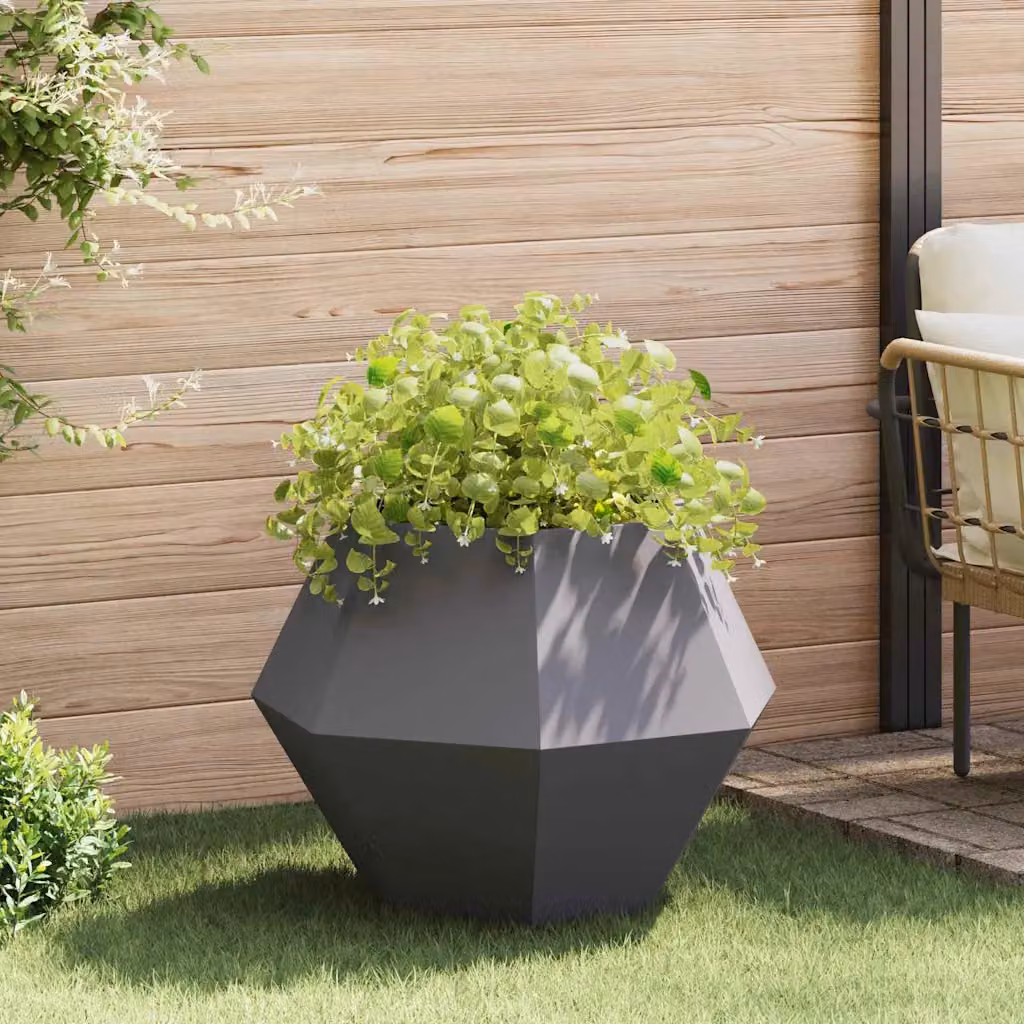 Fioriera vidaXL in acciaio nero per giardino ornamentale o erbe aromatiche L/P/H: 75 x 75 x 60 cm