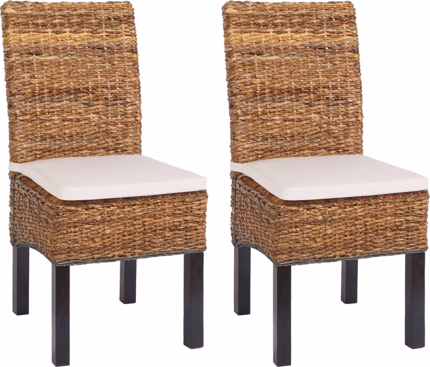 set di 2 sedie da pranzo sedia in vimini M69 sedia BALI banana in vimini ~ scuro, con cuscino