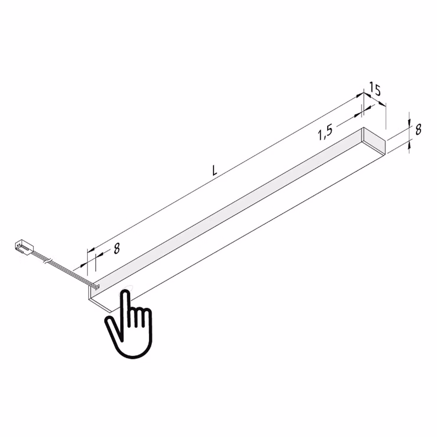 Hera Lampada LED per mobili Top-Stick FMT, 3.000K, 120cm dimmerabile, Alluminio / Grigio / Zincato, Soggiorno / Sala da pranzo, Alluminio, Moderno, Lampade per mobili