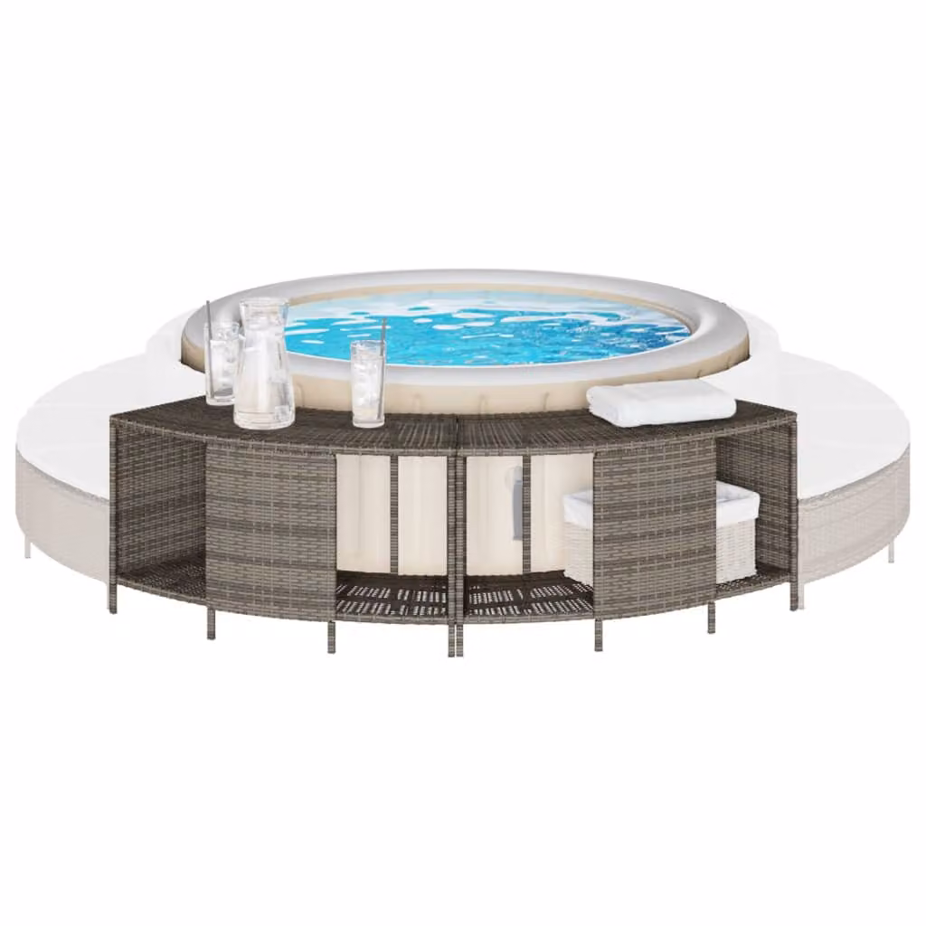 Set di 2 Scaffali Portaoggetti per Vasca Idromassaggio vidaXL in Polyrattan Grigio