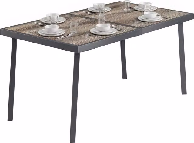 Tavolo da giardino per 6 persone ¨C Minimal ¨C legno effetto/metallo/grigio 145x85x72 cm