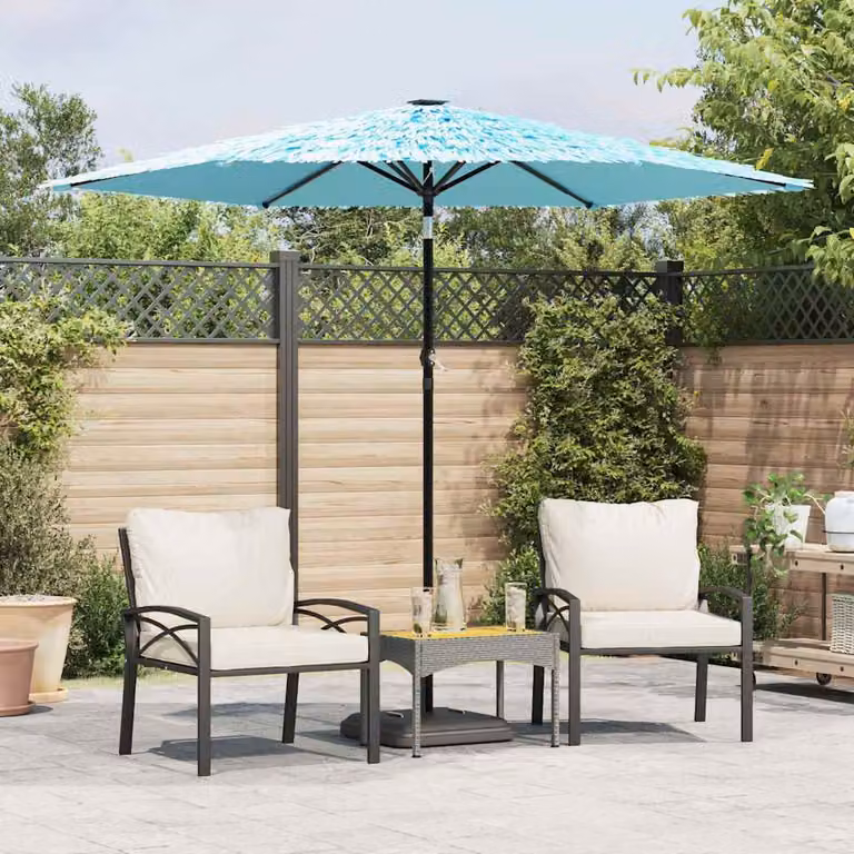 Ombrellone da giardino vidaXL in poliestere blu con palo centrale in acciaio L/P/H: 268 x 268 x 226 cm