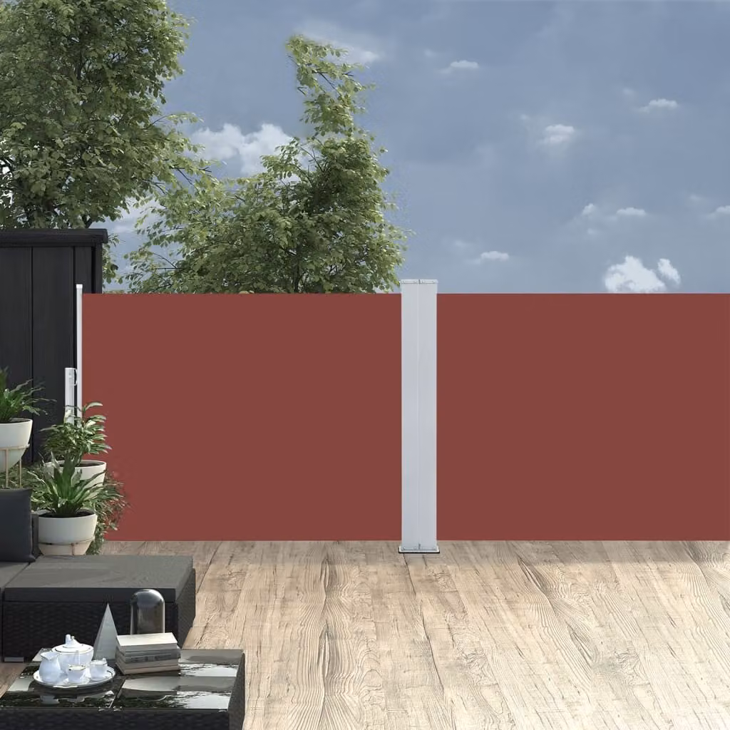 The Living Store Tenda laterale estensibile marrone 120 x 1000 cm
