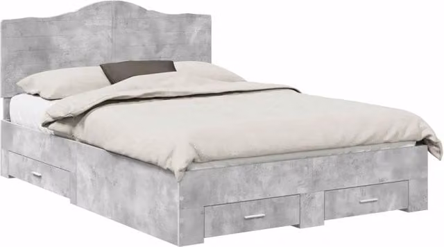 Letto matrimoniale | Letto per adulti | Struttura del letto con testiera Grigio cemento 140 x 190 cm