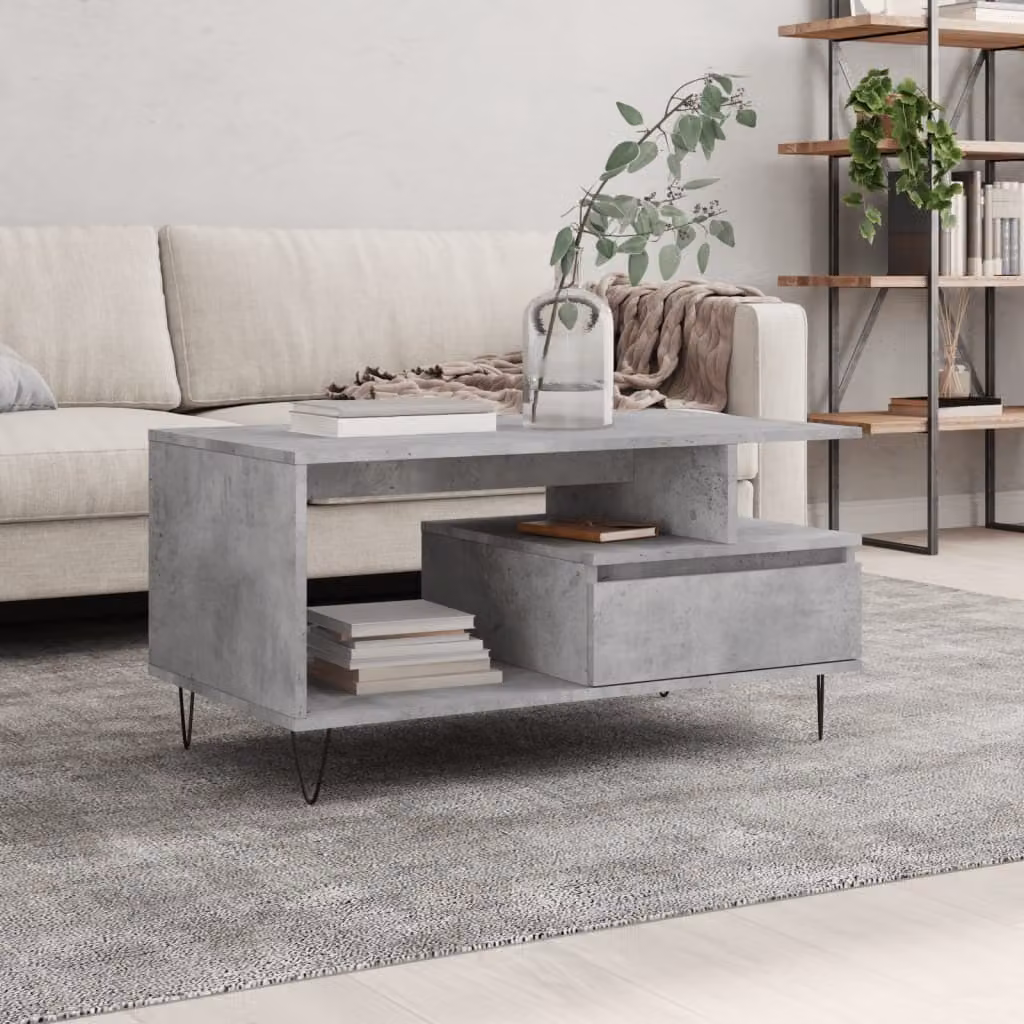 Maison Exclusive - Tavolino grigio cemento 90x49x45 cm Materiale ligneo