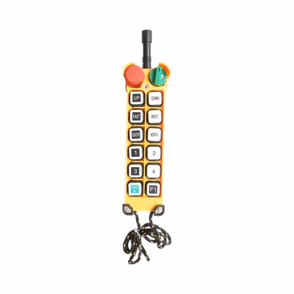 Telecomando industriale wireless Breckner Germany con 12 pulsanti, 380V AC, colore giallo, grado di protezione IP65 – 2