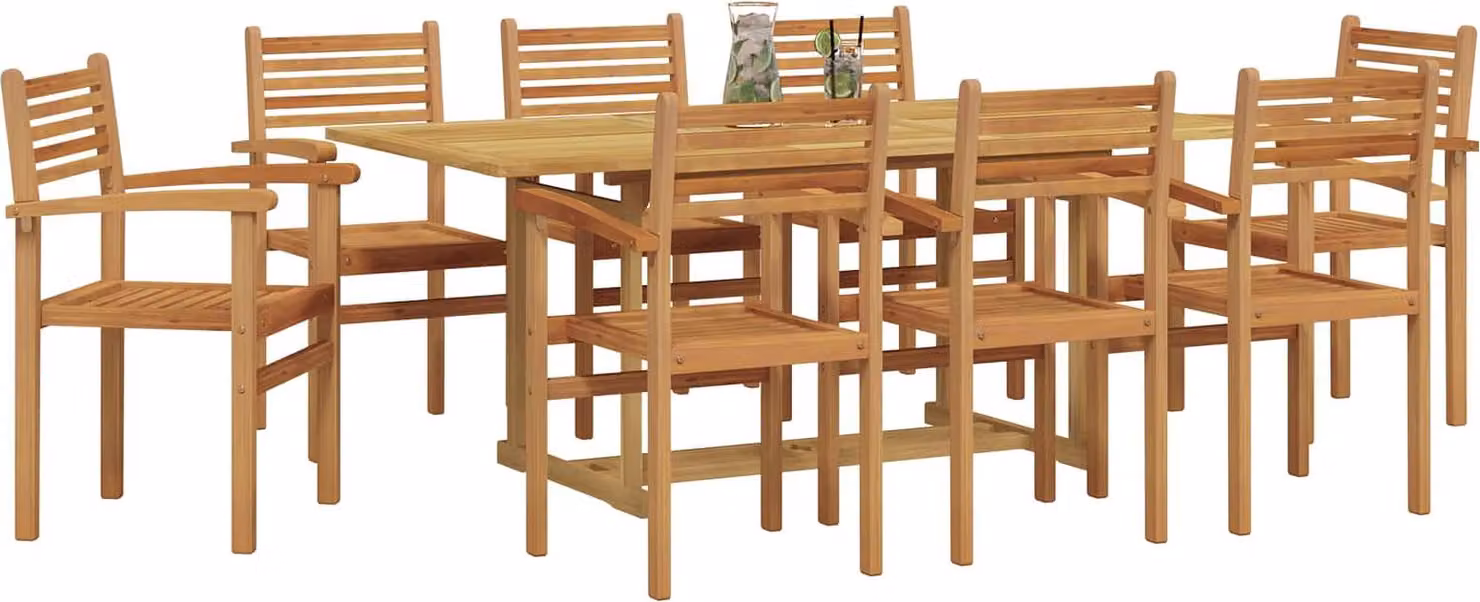 Set da Pranzo per Giardino 9 pcs Marrone Legno di teak solido