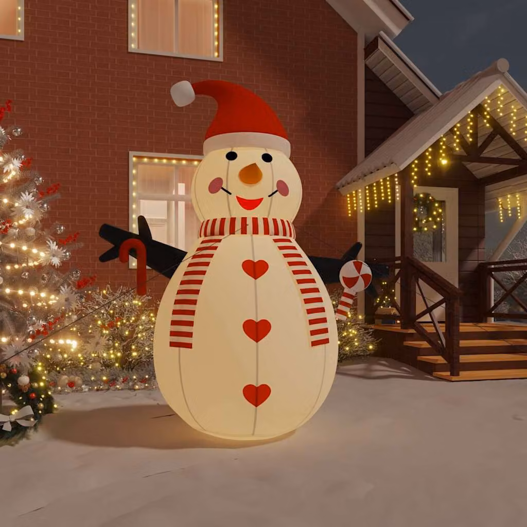 vidaXL Pupazzo di neve gonfiabile con LED multicolore, bianco, Altezza: 300 cm