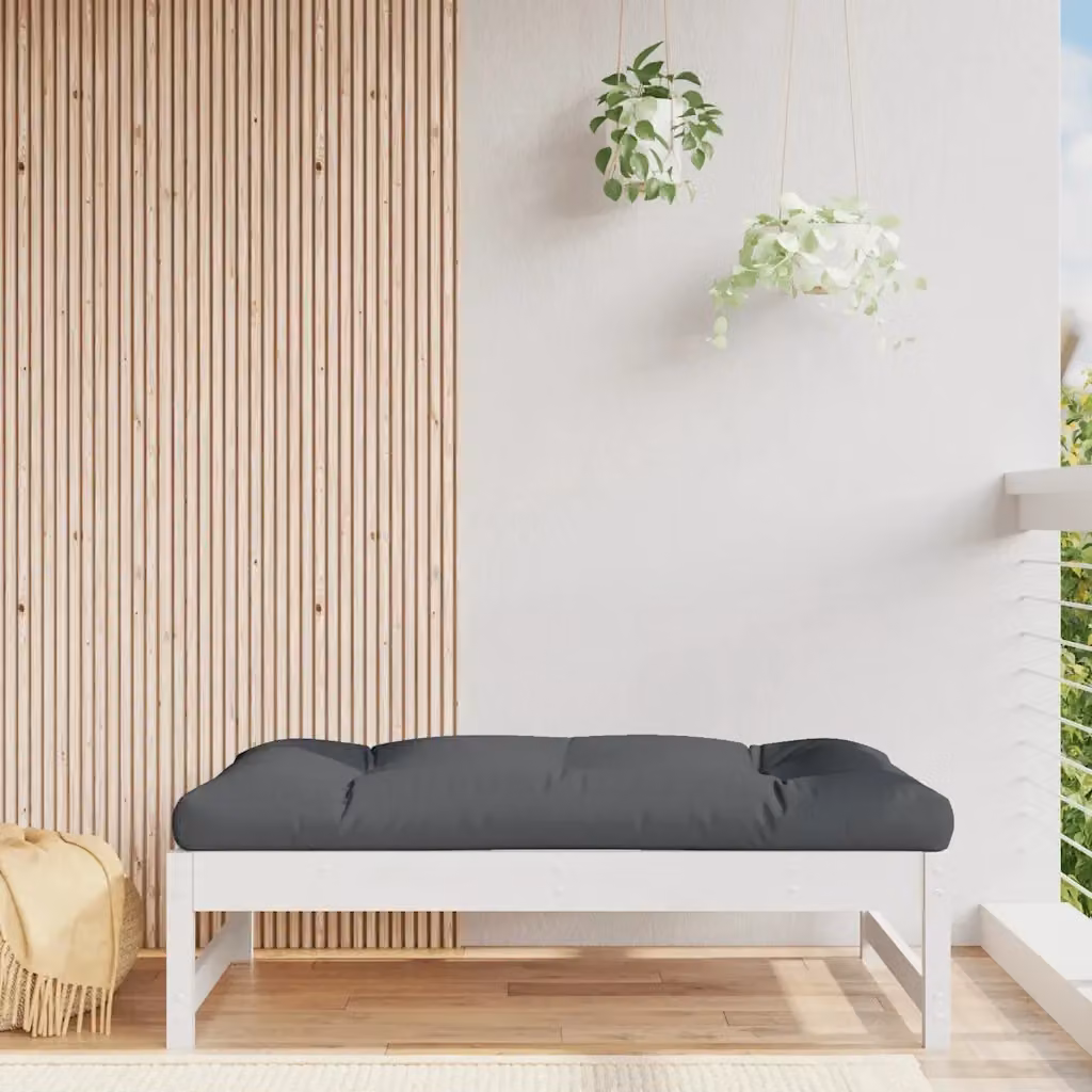 Poggiapiedi da Giardino in Legno di Pino Bianco con Cuscini L/P: 120 x 80 cm – 2