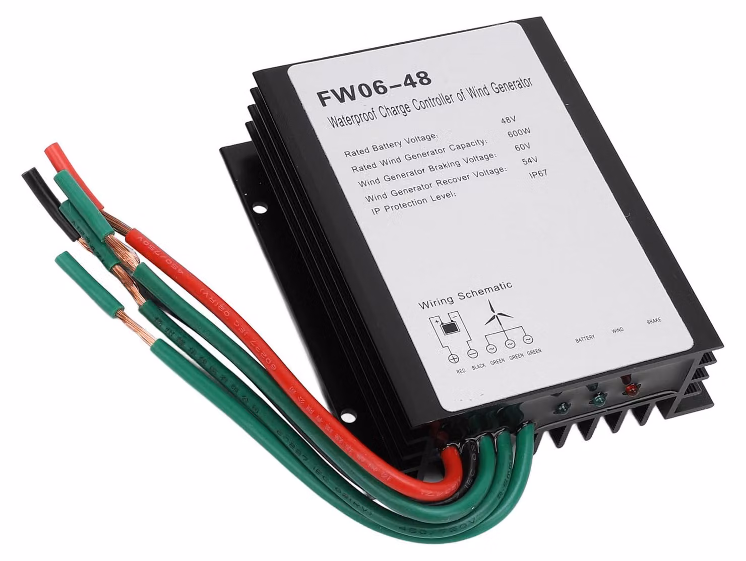 Regolatore di carica eolico MPPT, 48V, impermeabile, per generatori eolici fino a 600W