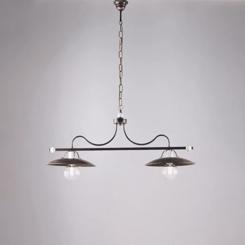 Lampadario a sospensione Bilanciere Cantina BELIGHT in stile industrial in metallo marrone e oro con altezza regolabile – 2