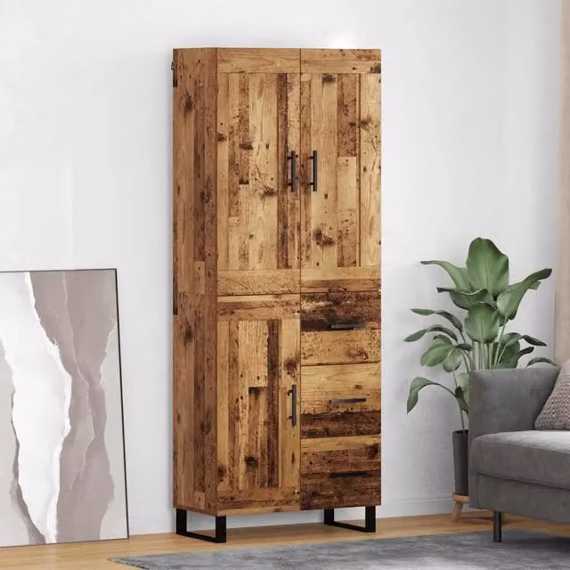 Set di 2 credenze moderne vidaXL in legno vecchio marrone L: 69,5 cm, P: 34 cm, H: 180 cm