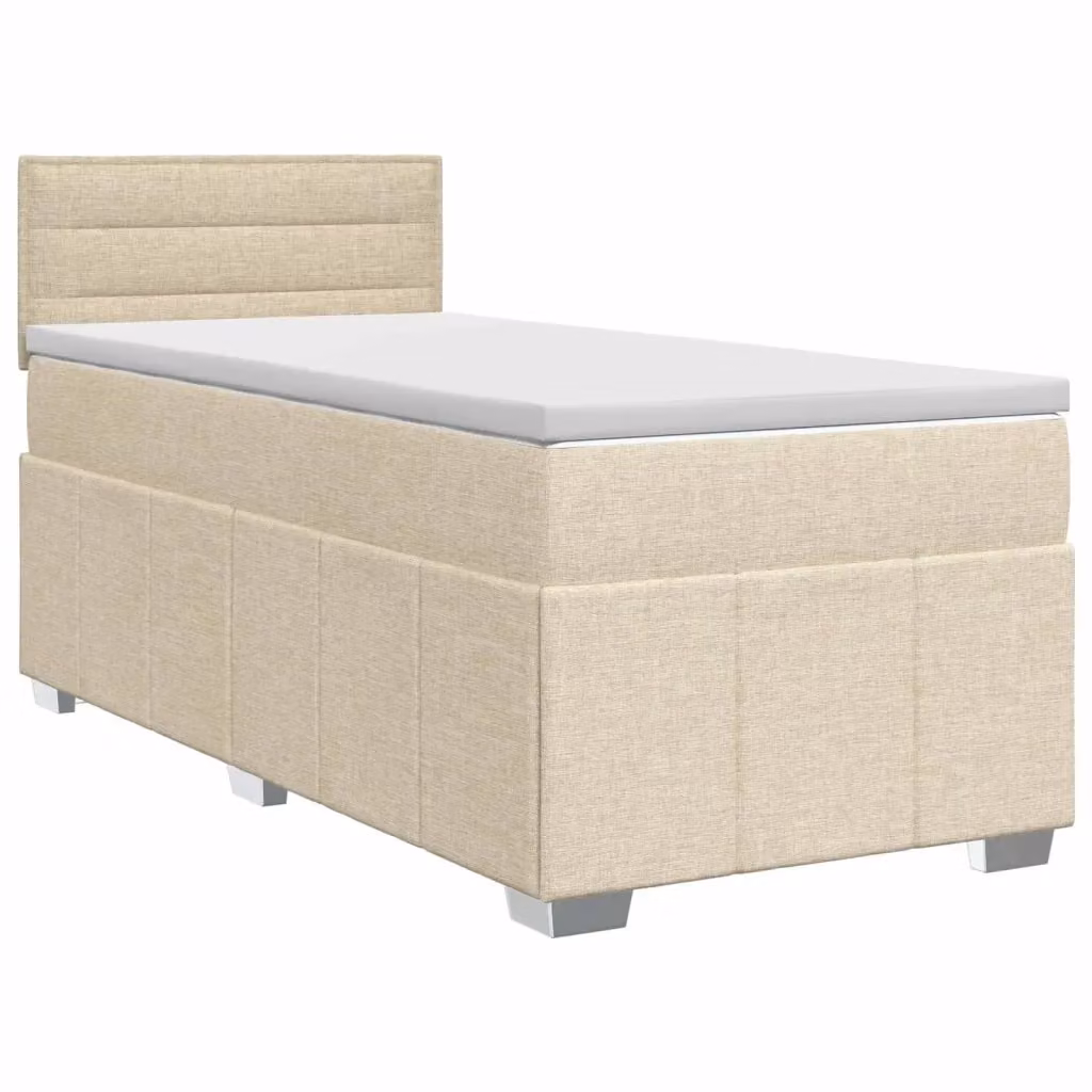 Letto box spring con materasso ibrido vidaXL, colore beige e bianco, con base a sollevamento e molle a sacchetto, L/P: 80 x 200 cm – 2
