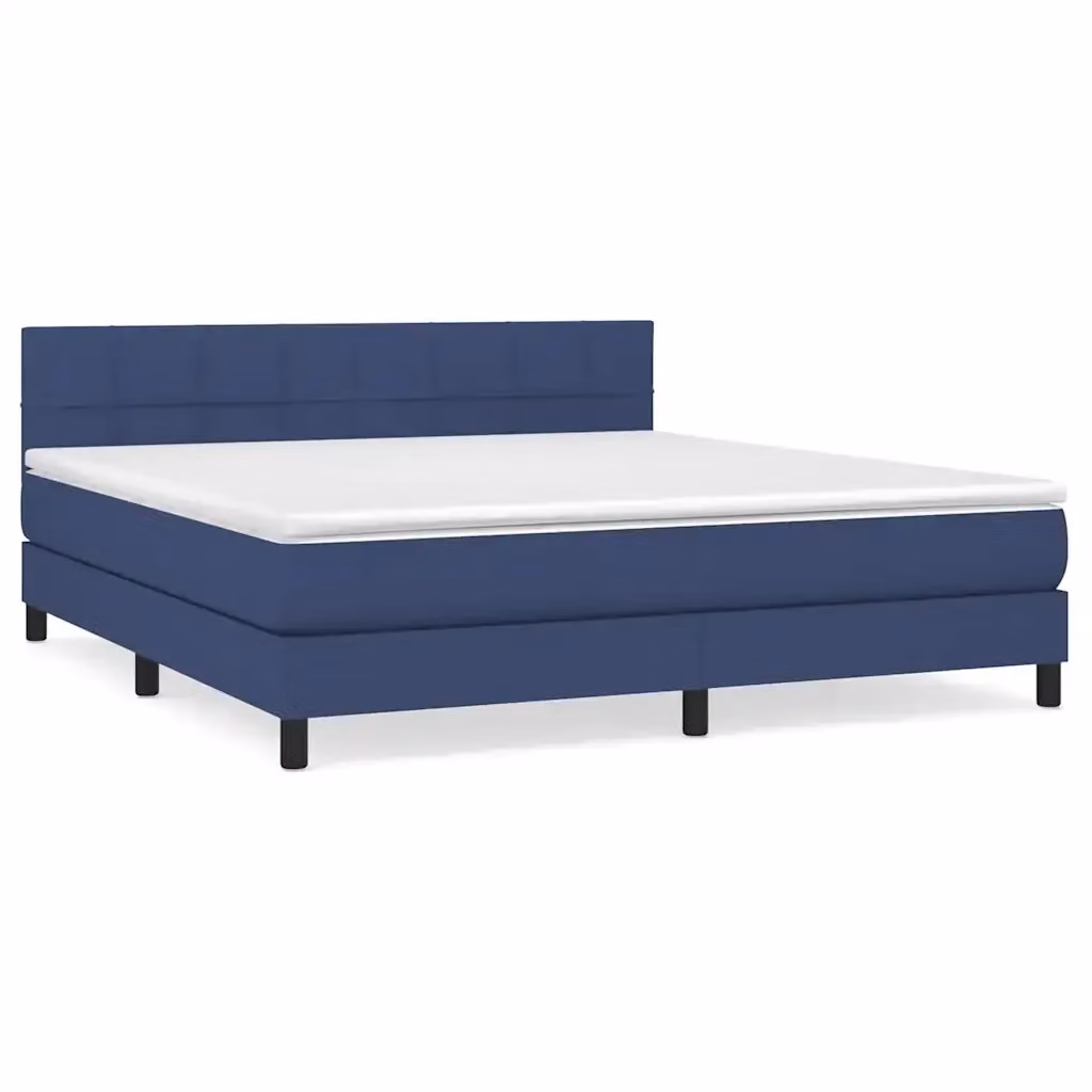 vidaXL Giroletto a Molle Ibrido con Materasso Blu e Bianco in Tessuto L/P/H: 160 x 200 x 88 cm – 2