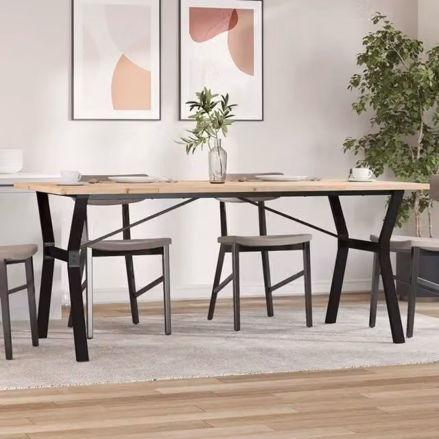 Tavolo da Pranzo Rettangolare vidaXL in Legno di Pino e Metallo Marrone L: 180 cm, P: 90 cm, H: 75,5 cm