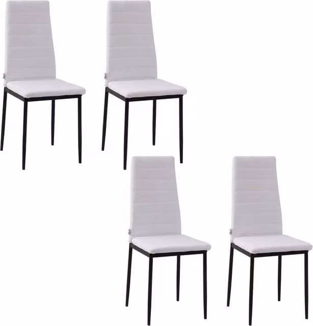 Set di 4 sedie da pranzo moderne Xylo con rivestimento in lino bianco e gambe in metallo