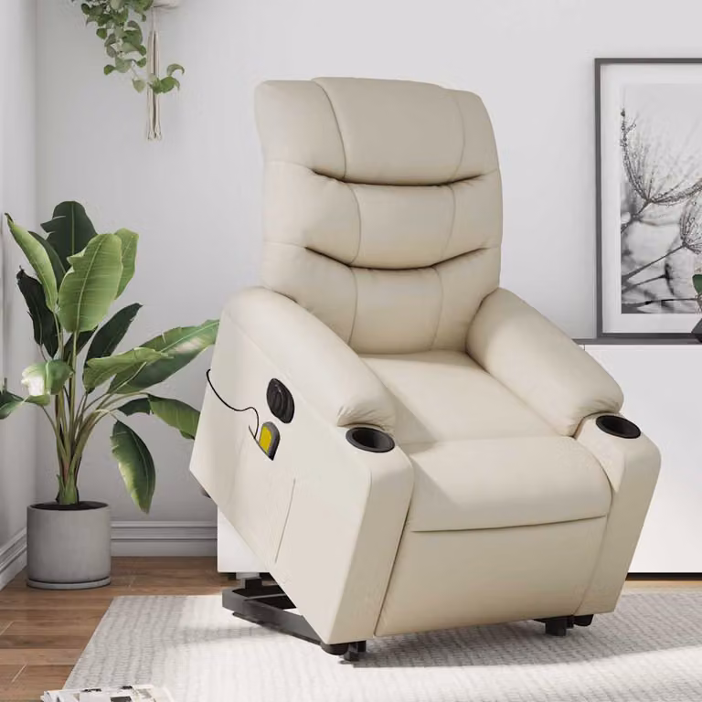vidaXL Poltrona Alzapersona Elettrica Reclinabile Beige in Similpelle