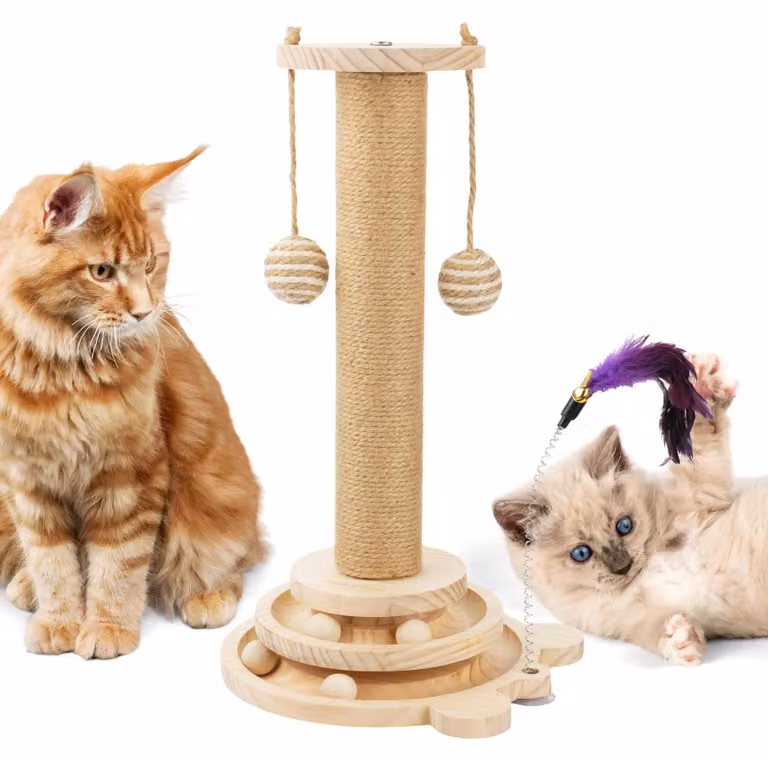 Albero per gatti Kratzbaum, altezza 45 cm, realizzato in sisal naturale, con base in legno, ideale come gioco interattivo per i gatti