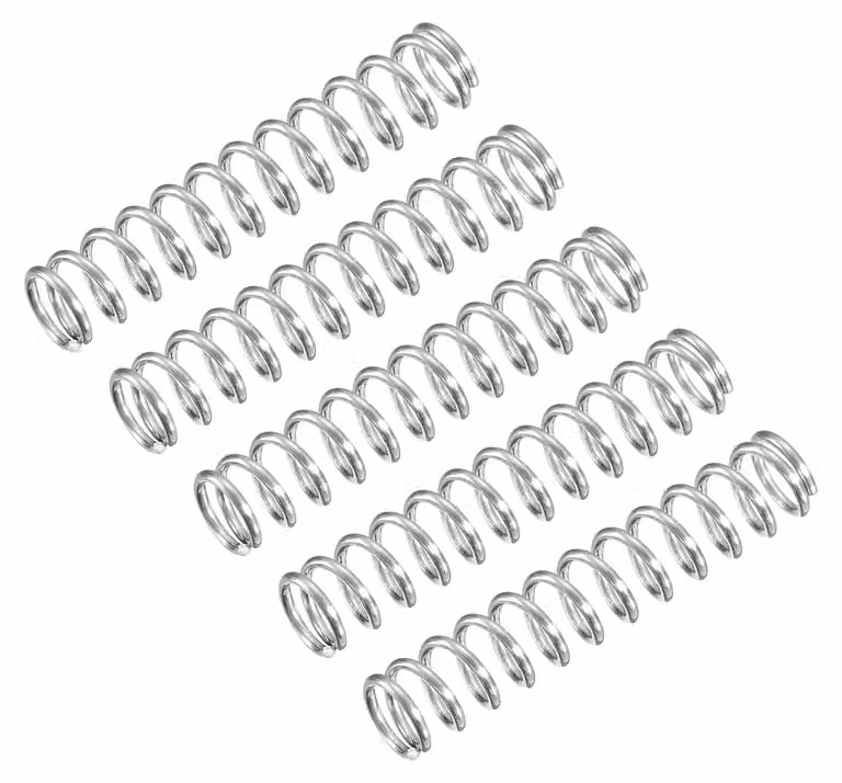 Confezione da 5 molle a compressione, dimensioni 6x0,8x30 mm, acciaio inossidabile 304, colore argento