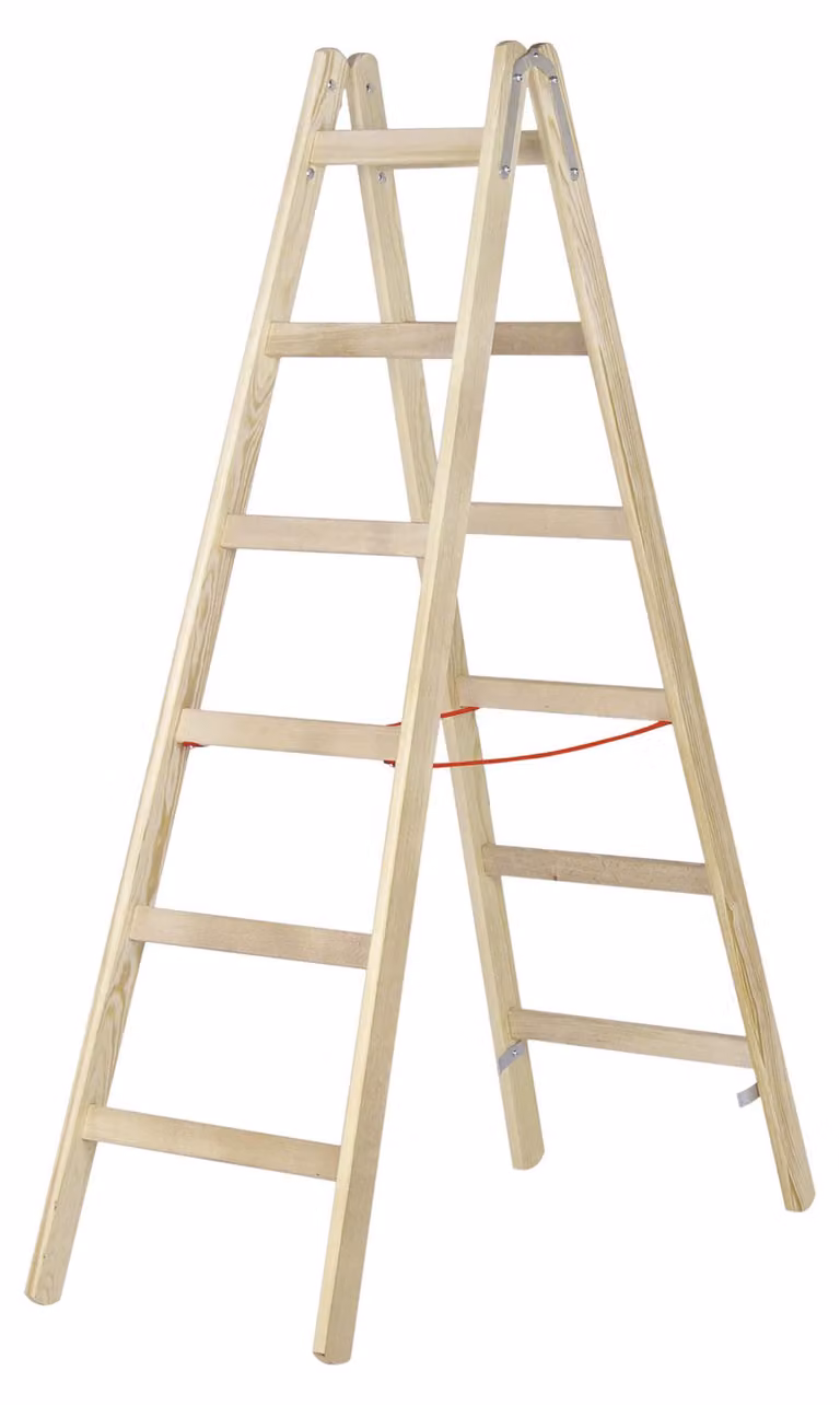 Scala a pioli in legno Hymer, accessibile da entrambi i lati, 2x6 pioli, altezza verticale 1,70 m, altezza massima 3,10 m, peso 10,0 kg
