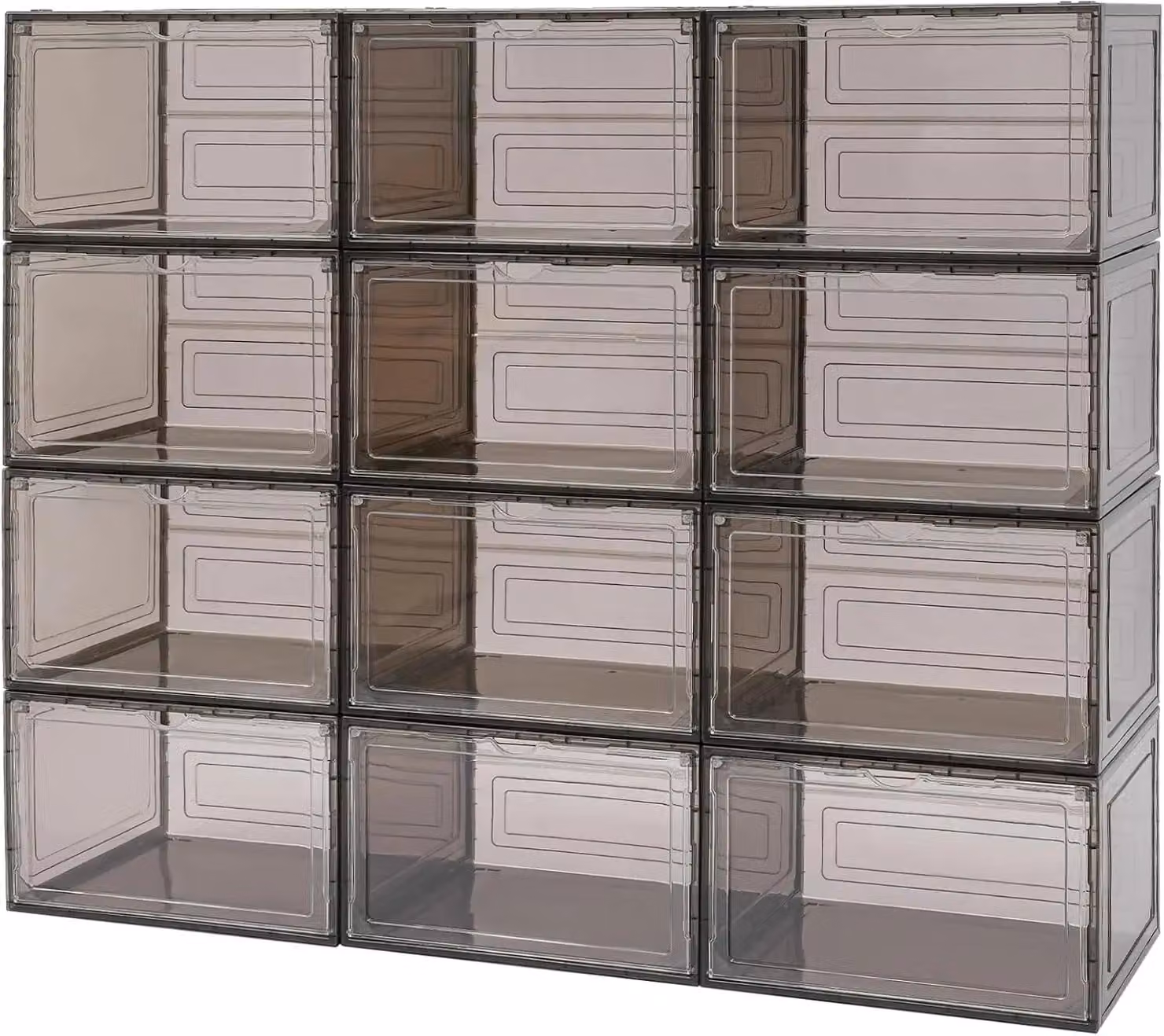Contenitori per scarpe - Scatole per scarpe magnetiche - Confezione da 12 pezzi - Impilabili - Riutilizzabili - In PVC - Ideali per l'armadio